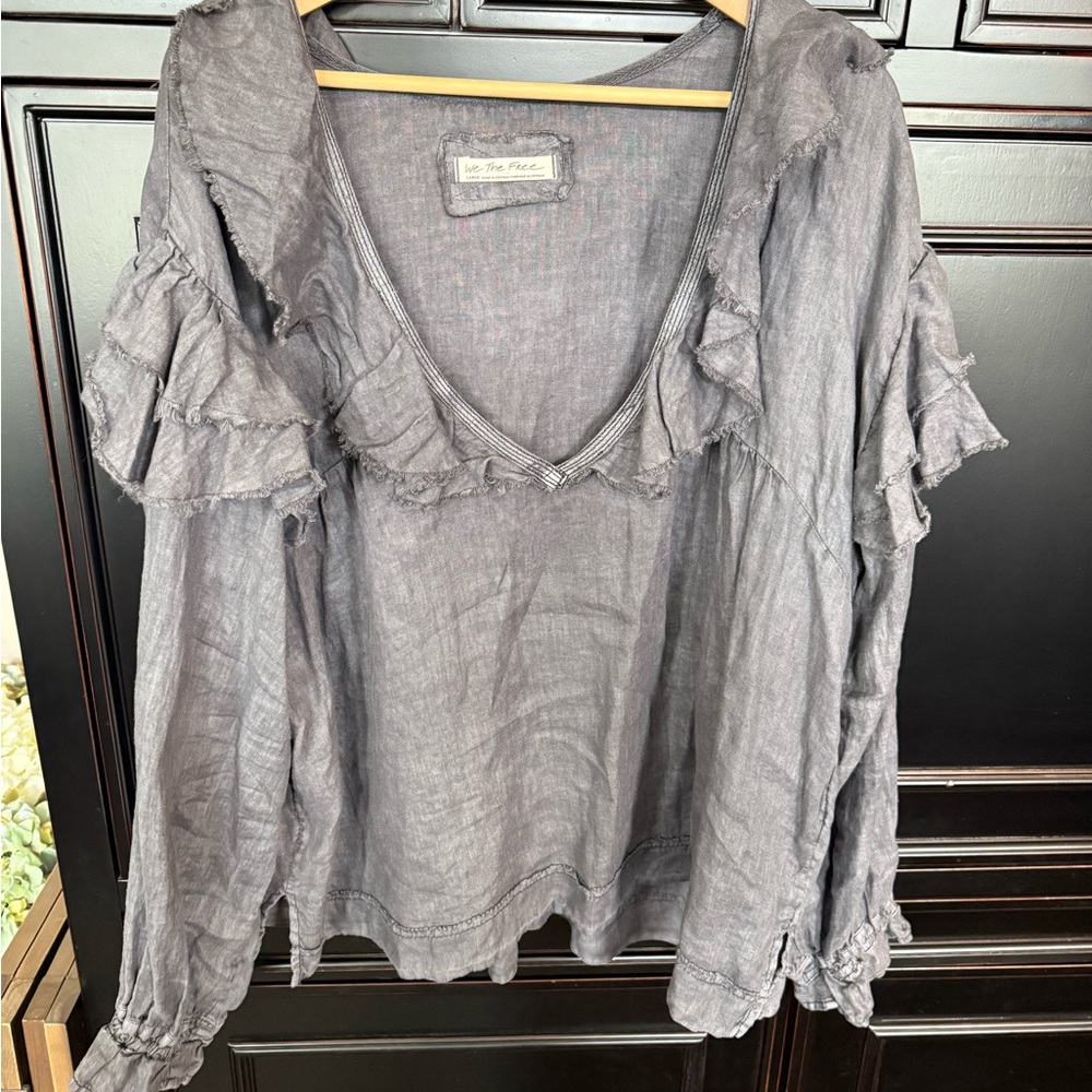 Free People We The Free Ruffle Linen Top
